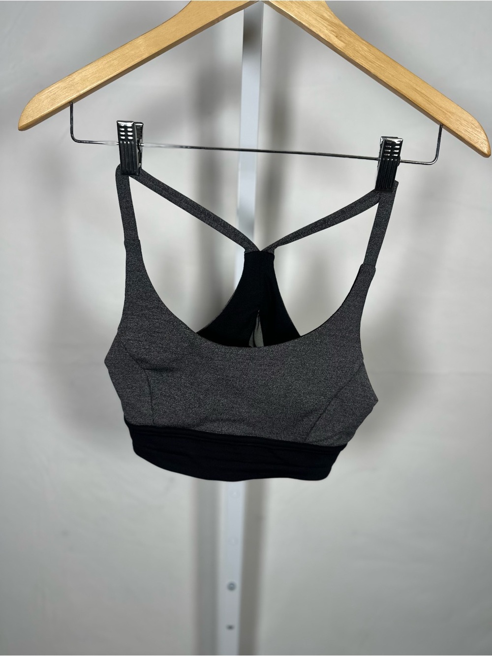 lululemon athletica Heathered Gray & Black Cross-Back Sports Bra
